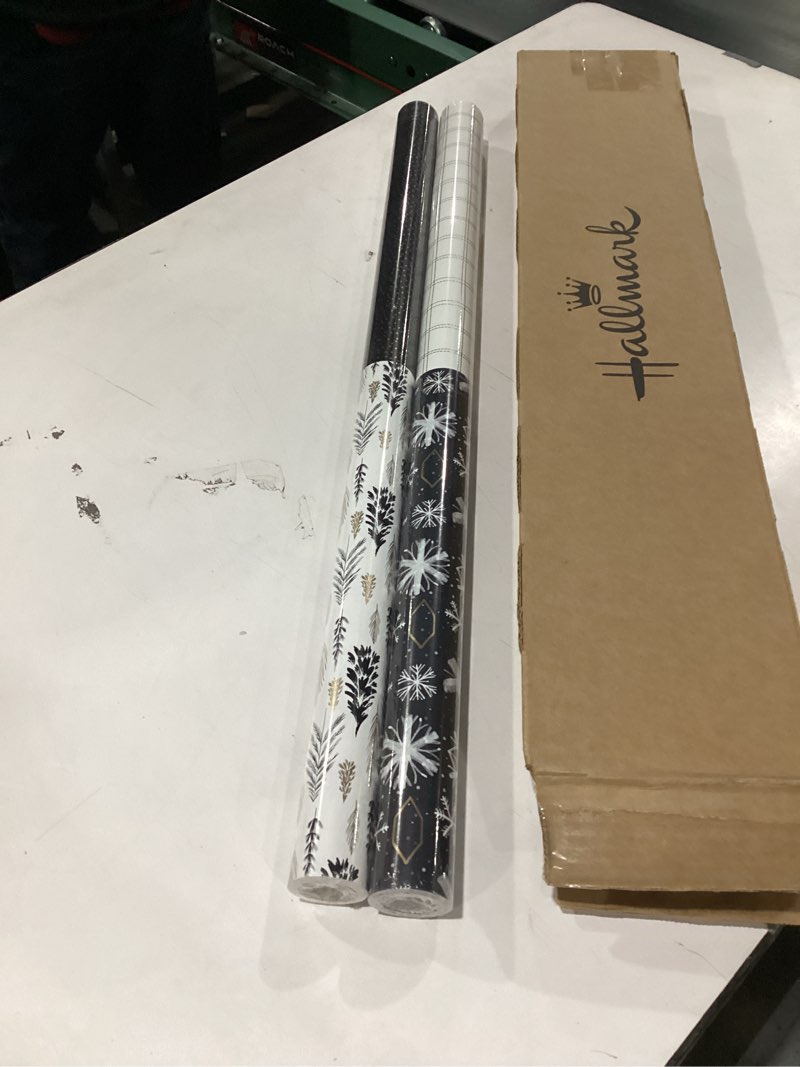 Hallmark Christmas Wrapping Paper Jumbo Rolls with Cut Lines on Reverse (2 Rolls, 4 Designs: 160 Sq.