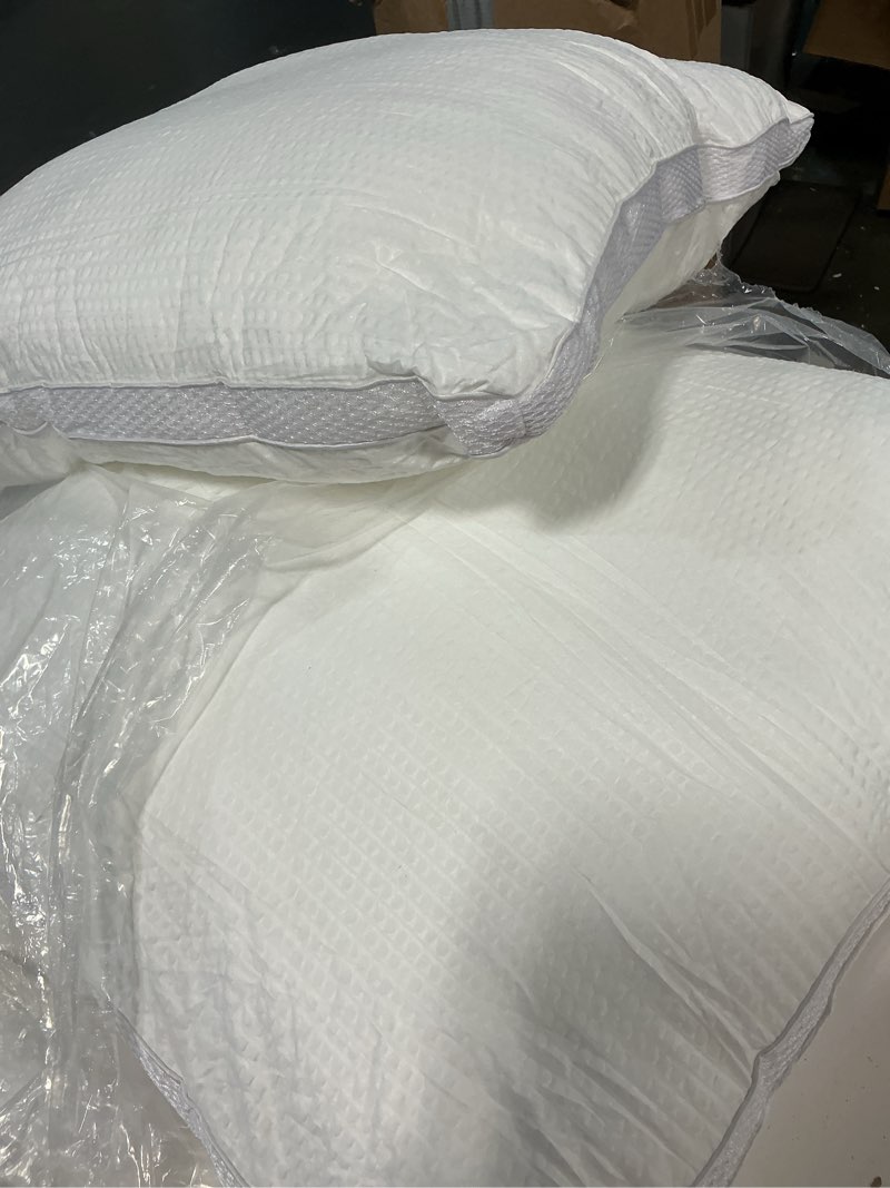Condition photo showing As Is for 24x24 pillows queen size set of 2, gusseted bed pillows for sleeping 2 pack, luxury hotel quality, supportive queen pillow with soft down alternative for back stomach side sleepers, machine washable