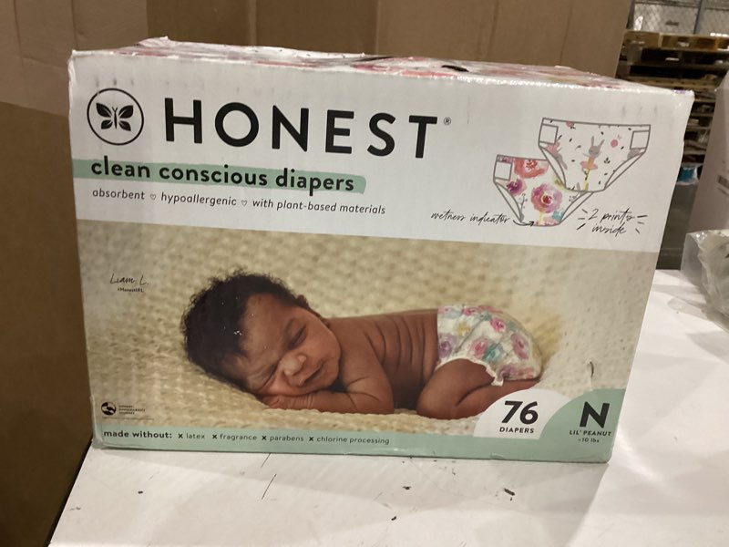 Condition photo showing New/Like New for the honest company clean conscious diapers, newborn, 76 count