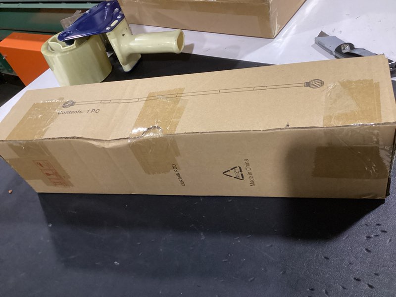 Condition photo showing New/Like New for black curtain rods for windows 48 to 84 inches adjustable length heavy duty 7/8" diameter window curtain rod with decorative finials for outdoor farmhouse bedroom kitchen living room 36"-88"|1 pack black