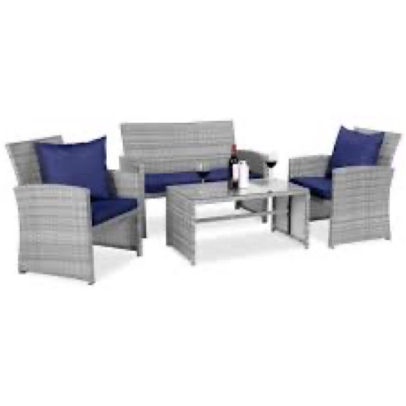 best choice solutions grey wicked patio chair set * incomplete missing peices * ( only 1 chair & many cushions ) 