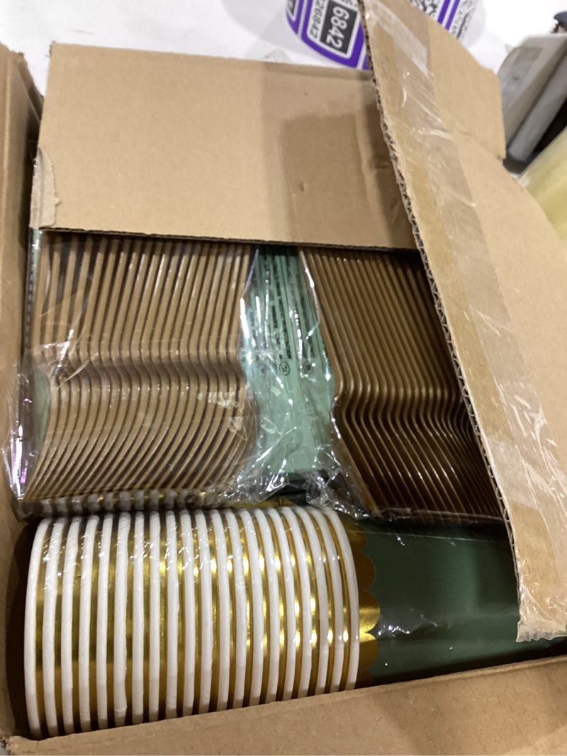 Condition photo showing New/Like New for Kochorie 140 PCS Sage Green Party Supplies for 20 Guests Disposable Dinnerware Set Includes Scalloped Plates Napkins Cup Cutlery Tableware Set for Birthday Party Wedding Baby Shower Picnic