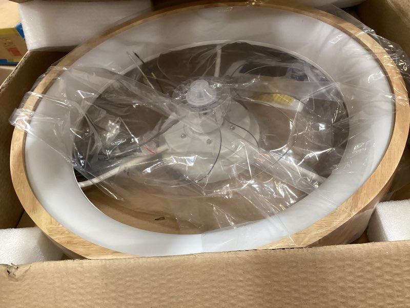 Condition photo showing Good Condition for 24'' ceiling fan with light fandelier flush mount low profile wood ceiling fan with dimmable led light 3 color 6 speeds 24 inch wood
