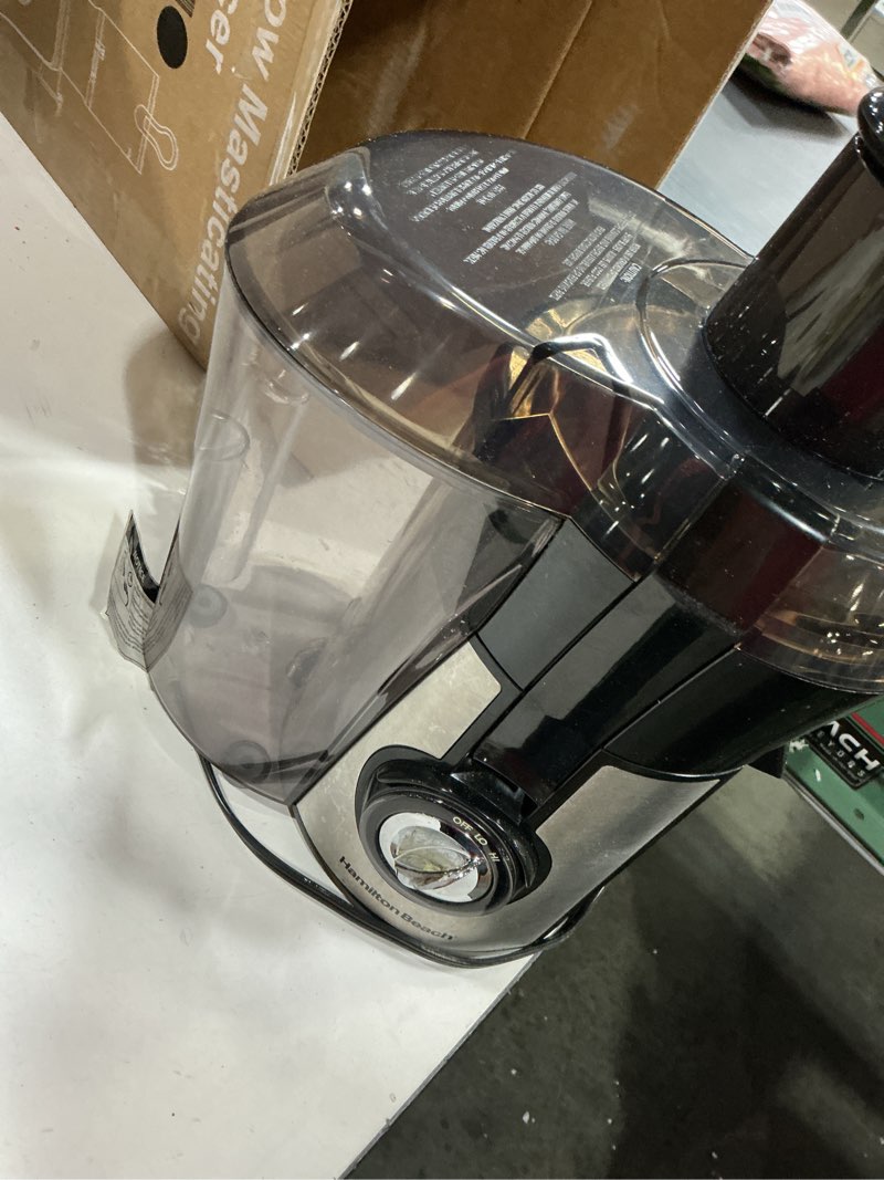Condition photo showing Good Condition for Hamilton Beach Juicer Machine, Big Mouth 3” Feed Chute for Whole Fruits and Vegetables, Easy to Clean, Centrifugal Extractor, Vegetable & Fruit Juicer, BPA Free, 800W Motor, Black Black 800W Motor