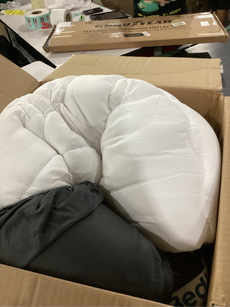 Condition photo showing As Is for bedlore king mattress topper viscose derived from bamboo, thick pillow top mattress pad with stretchable pockets for 6"-18" mattress, soft breathable mattress topper for back pain relief(dark gray) 2 dark gray king