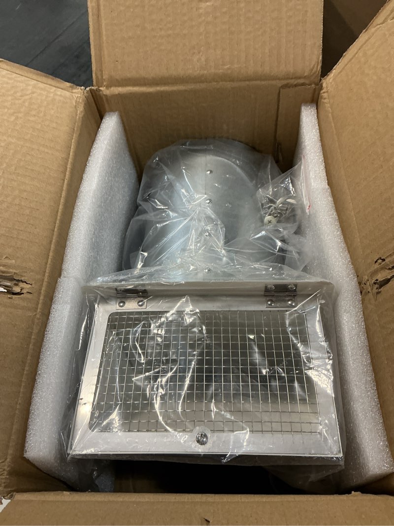 Condition photo showing New/Like New for 6 inch hooded wall vent with screen and damper,6 inch exhaust vent cover cap for outdoor kitchen range hood dryer ventilation,outside wall mount extractor for house air exhaust,galvanized steel,white 6 inch white