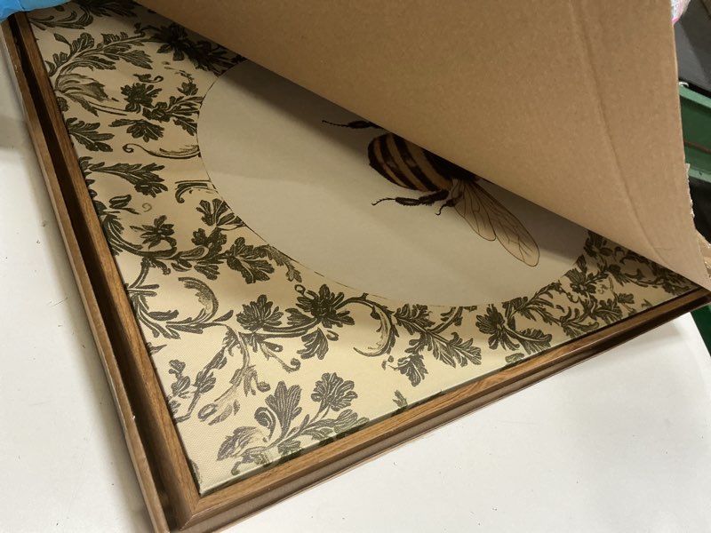 Condition photo showing Good Condition for ZZLWBKGL Vintage Bee Framed Wall Art Cottagecore Floral Canvas Wall Art Botanical Insect Pictures Wall Decor Rustic Garden Art Prints for Bedroom Living Room Study Vintage Bee Framed 16x24in