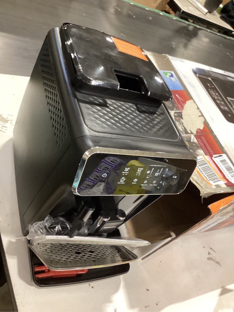 Condition photo showing As Is for philips 2200 series fully automatic espresso machine, classic milk frother, 2 coffee varieties, intuitive touch display, 100% ceramic grinder, aquaclean filter, aroma seal, black (ep2220/14) 2200 series classic milk frother