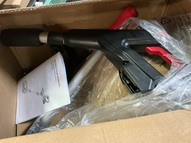 Condition photo showing New/Like New for cordless snow shovel compatible with milwaukee 18v battery, 12" electric snow blower with 20ft max throw & adjustable handle & safety switch, snow thrower for driveway, deck, patio, steps (tool only) red