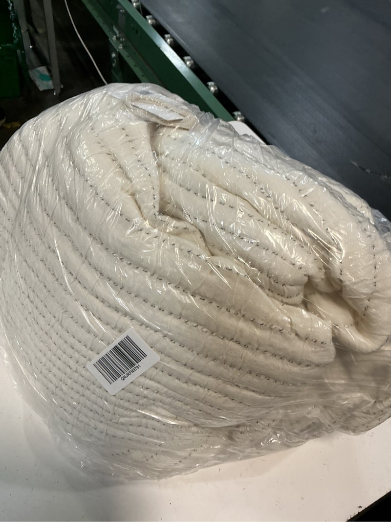 Condition photo showing As Is for organic cotton channel stitch coverlet, king/cal king, undyed