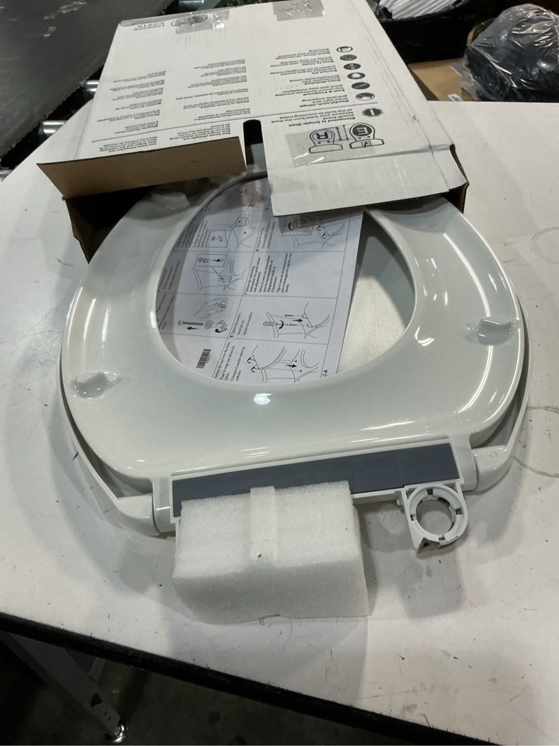 Condition photo showing Good Condition for kohler k-26801-0 impro readylatch quiet close elongated toilet seat, white toilet seat, grip-tight bumpers, new home essentials, slam prevention white elongated