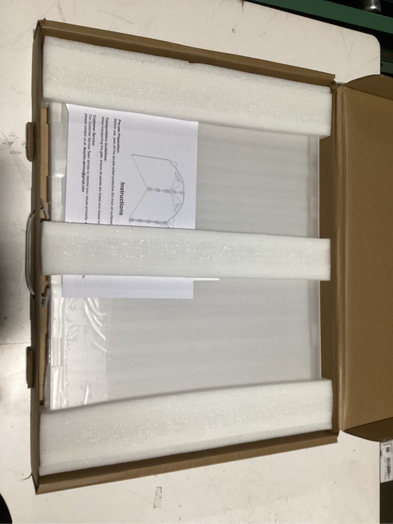 Condition photo showing Good Condition for Clear Acrylic Freestanding Dog Gates for The House – Folding 3-Panel Pet Gates for Doorways, Indoor Stairs, and Hallways, Transparent Barrier for Dogs, Puppies, and Cats 3 Panel - 60''W x 24''H