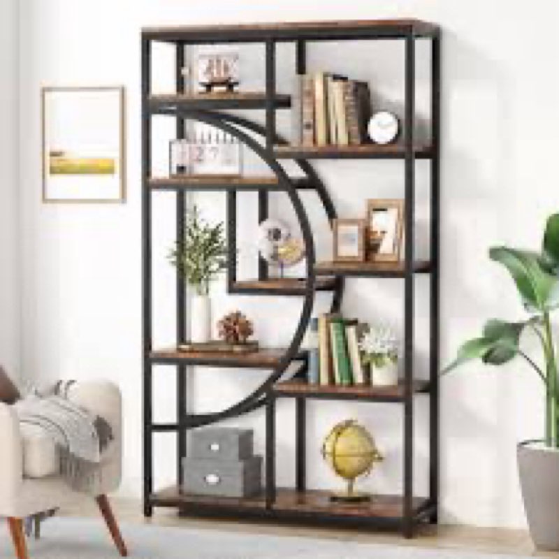 Mong 70" H x 55"W Display Shelves Wood Etagere Bookcase