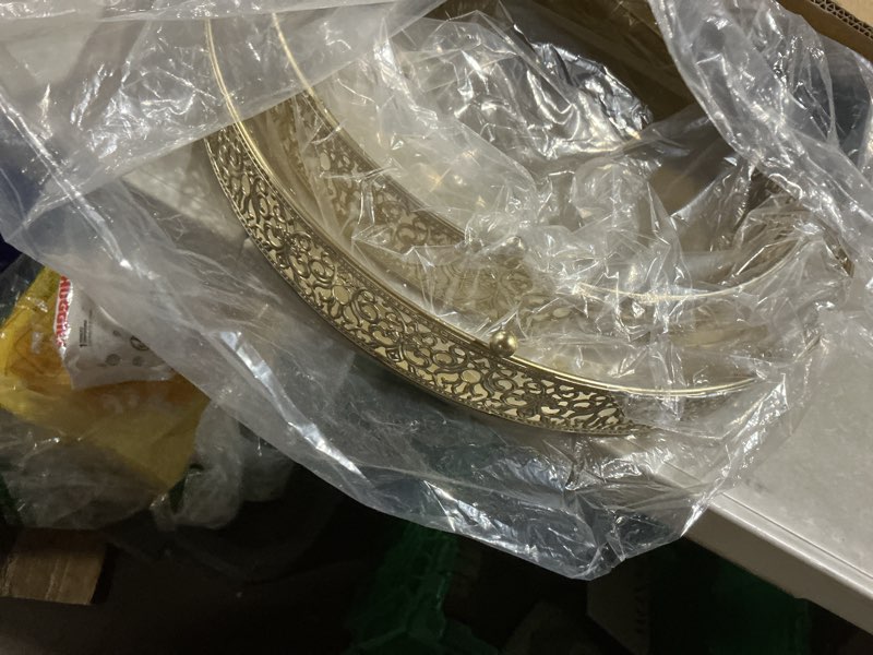 Condition photo showing Good Condition for 2 pcs metal cake stand,14" 16" large round cupcake dessert stand cake display holder decor for wedding party birthday baby showers anniversary cake pedestal display plate,gold (14 inch+16 inch)