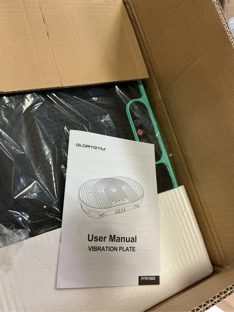 Condition photo showing Good Condition for vibration plate exercise machine with resistance bands for weight loss, 120 speed levels, remote control, compact home gym equipment green