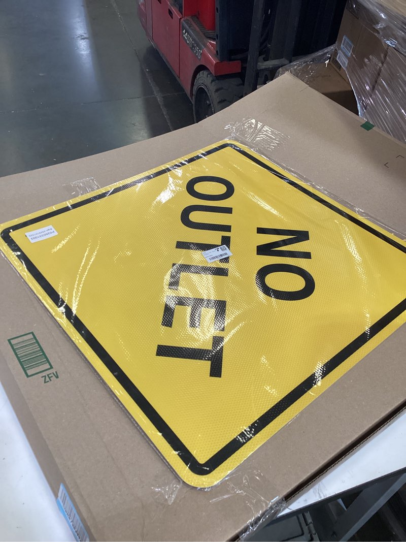 Condition photo showing Good Condition for no outlet sign engineer grade reflective aluminum black,yellow no outlet