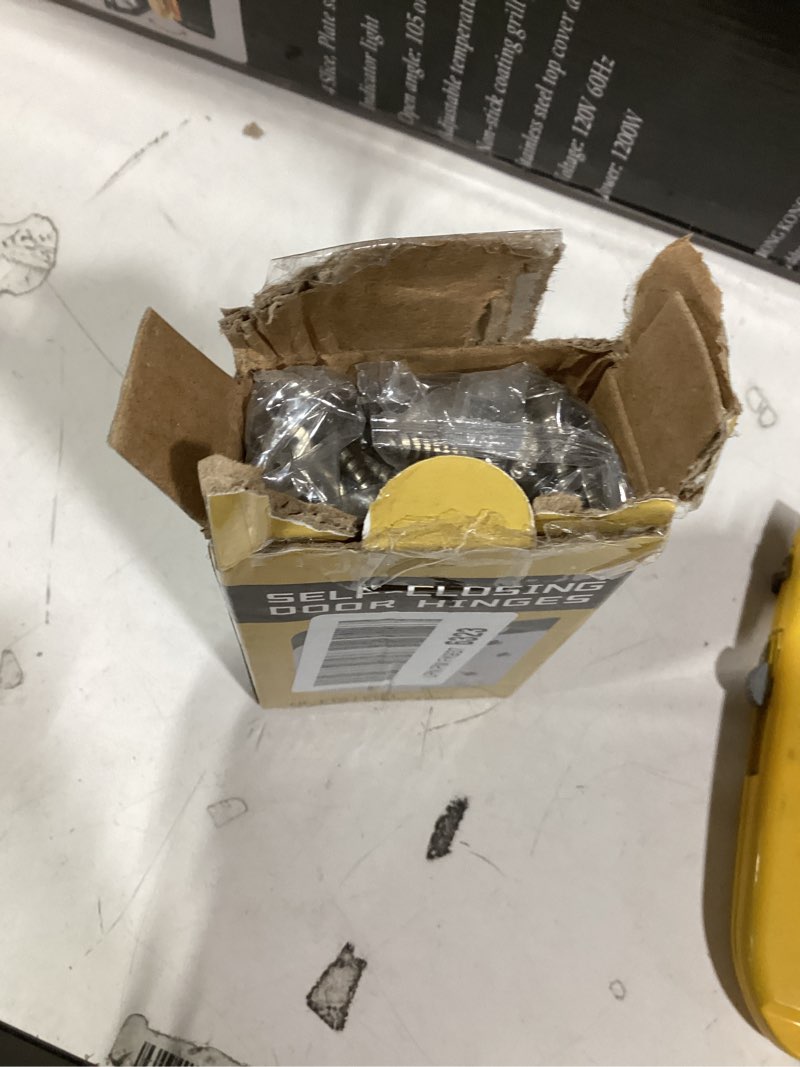 Condition photo showing New/Like New for 2 Pack Self Closing Door Hinges, 4 Inch Spring Loaded Door Hinges for Garage, Front, Back Door, Left/Right Hand, Adjustable Tension, 5/8'' Radius Corners, UL Listed, Brushed Nickel 4"-2 Pack Brushed Nickel