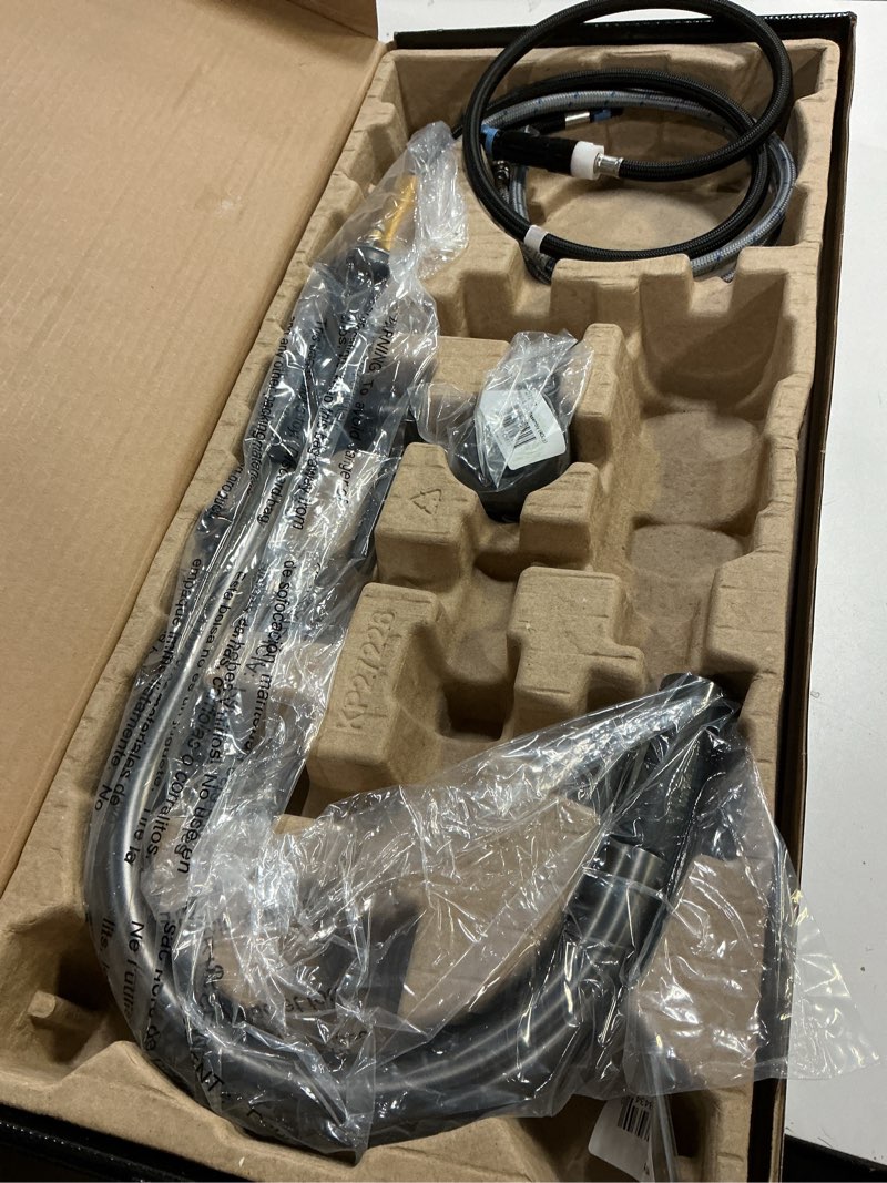 Condition photo showing Good Condition for KRAUS Oletto High-Arc Single Handle Pull-Down Kitchen Sink Faucets in Spot Free Black Stainless Steel, Kitchen Faucets with Pull Down Sprayer, KPF-2820MBSFSB