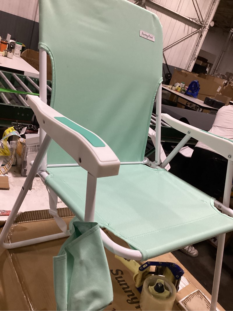 Condition photo showing Good Condition for sunnyfeel beach chair backpack portable folding chair with cup holder, heavy duty 350 lbs, compact for beach, camping, travel teal 1-pack