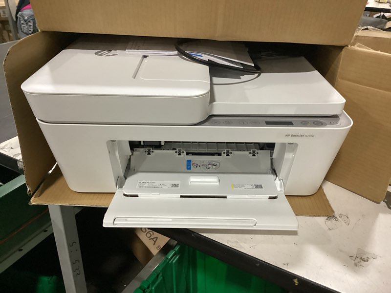 Condition photo showing As Is for hp deskjet 4255e wireless all-in-one color inkjet printer, scanner, copier, best-for-home, 3 month instant ink trial included. this printer is only 2.4 ghz capable. ai-enabled (588s6a)