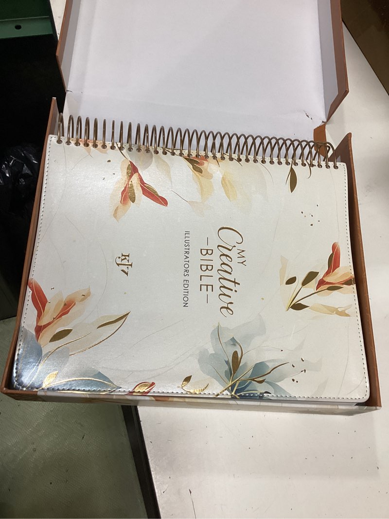 Condition photo showing Good Condition for kjv holy bible, my creative bible - illustrators edition, journal space, vegan leather flexcover, king james version, cream floral print