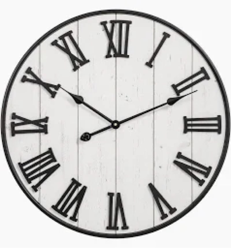 Large Farmhouse Wall Clock, 24 Inch Rustic Wooden Wall Clock 25M22104B