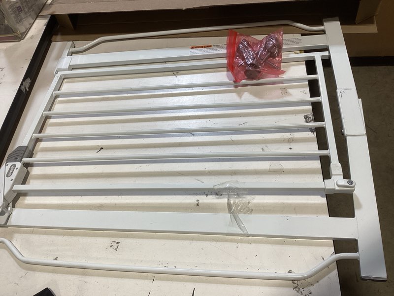 Condition photo showing Good Condition for regalo safety 38" baby gate for doorways & bottom of stairs, pressure mount design for babies, toddlers & pets, tested & safe for 30 years, american designed, american owned, white white 29-38.5"w x 30"h