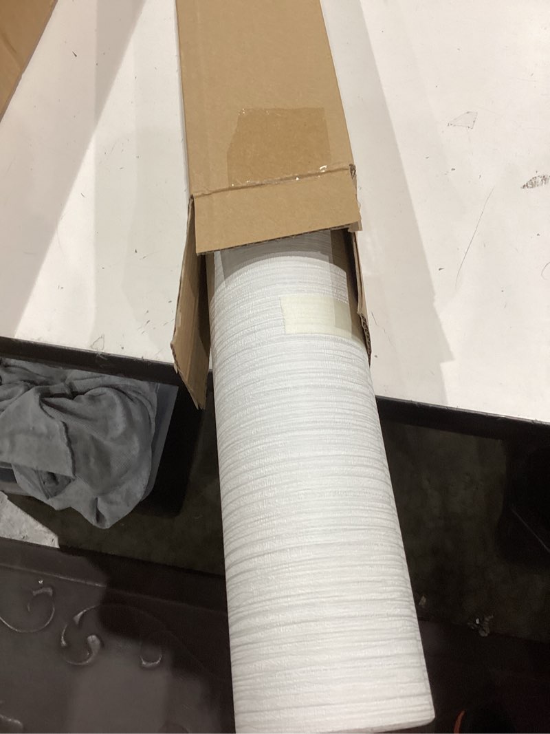 Condition photo showing New/Like New for haimin grasscloth textured wallpaper 24in x 393in fabric contact paper white wall paper linen peel and stick self-adhesive thick vinyl embossed film wallpaper (white)
