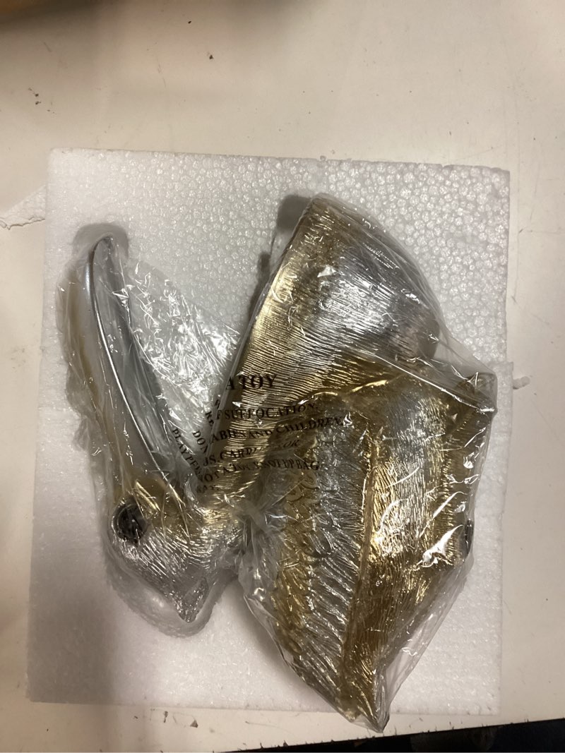Condition photo showing New/Like New for creative resin statues the pelican statue birds figurines,cell phone and keys holder adornments for home & office desk decor 8.1" inches (silver)