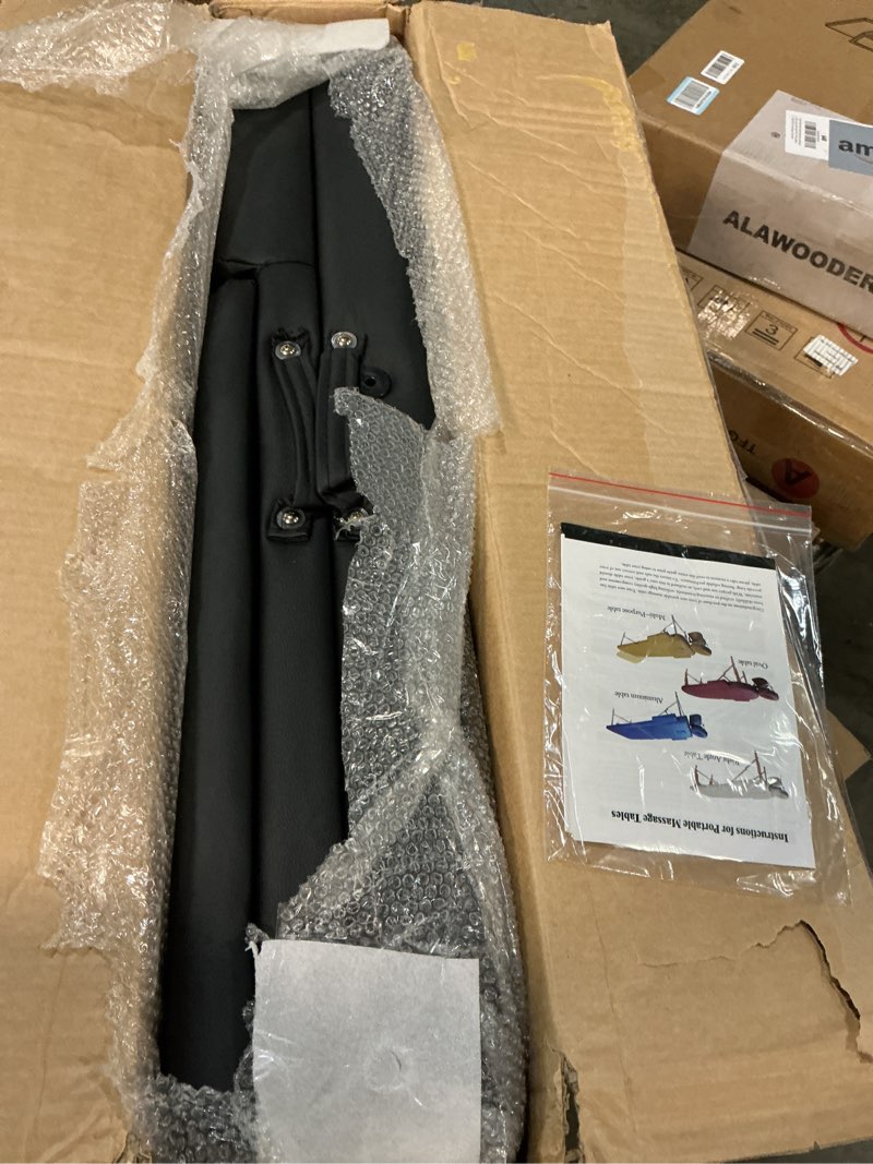 Condition photo showing New/Like New for ABET Massage Table, 3 Fold Portable Professional Lash Tattoo Spa Bed, Height Adjustable 23.5" Wide Compact Facial Table with Detachable Oil Pocket Towel Rod Face Cradle Armrest, Aluminum Feet & Black 3 Fold Black With Oil Pocket(aluminum Frame)