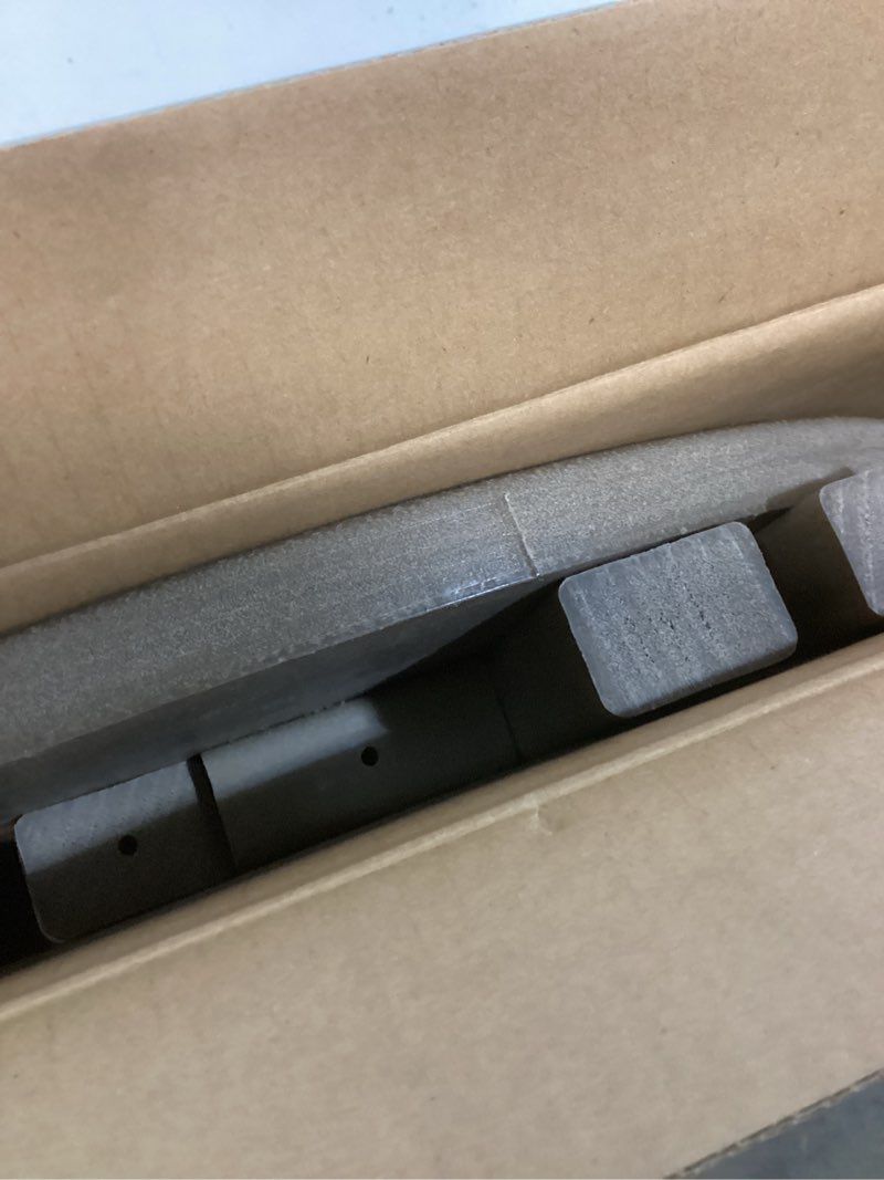 Condition photo showing As Is for style selections brown hdpe round outdoor end table 18-in w x 18-in l