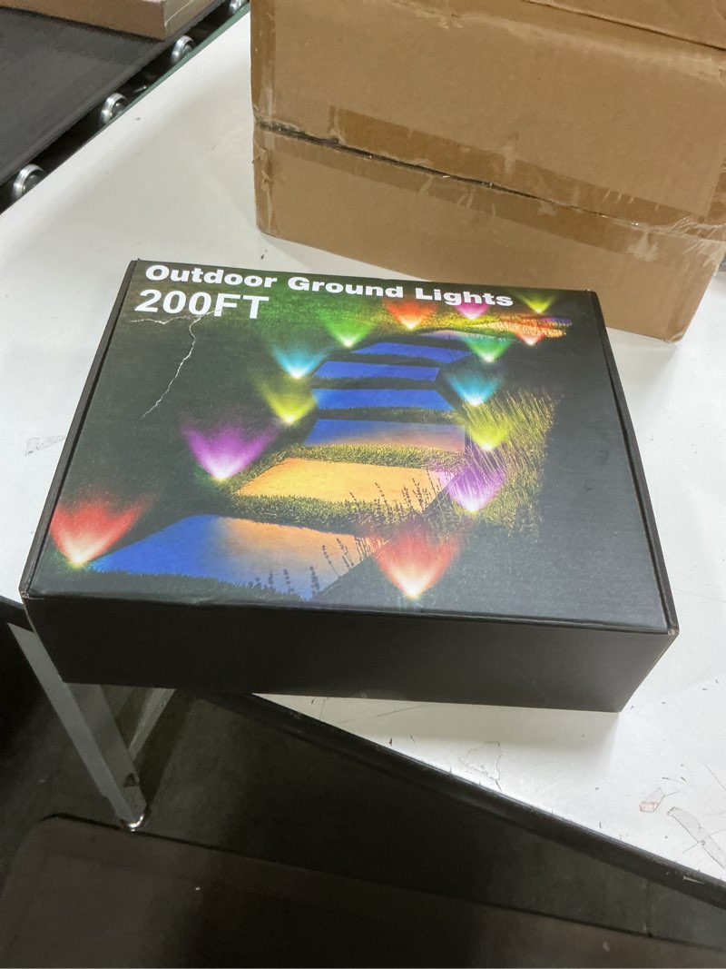 Condition photo showing New/Like New for RGB Outdoor Ground Lights, 200Ft Color Changing Pathway Lights with Remote & App Control, Waterproof Walkway Lighting, Wired for Garden Yard Lawn Patio Best for Holiday Party