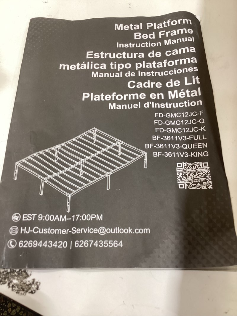 Condition photo showing As Is for bed frame,queen size bed frame with storage space,heavy duty sturdy mattress foundation,easy assembly,no box spring needed, black,queen