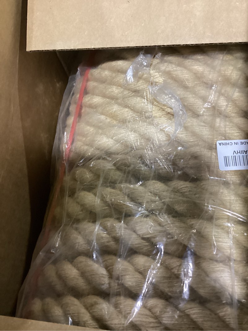 Condition photo showing As Is for twisted manila rope 1-1/2 in x 150 ft natural jute rope thick hemp ropes for railing docks tug of war decorating crafts nautical landscaping swing hammock 1-1/2inch x 150feet