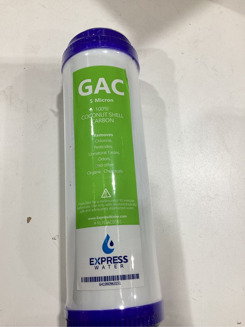 Condition photo showing As Is for granular activated carbon water filter replacement – 10 inch – 5 micron gac