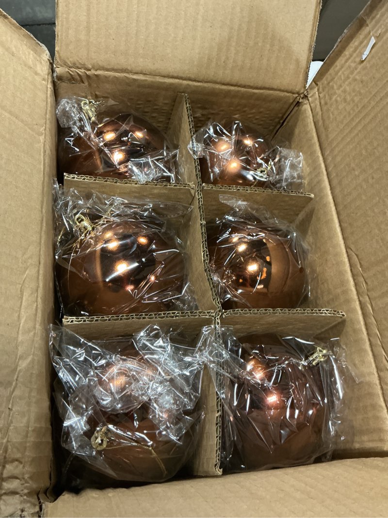 Condition photo showing Good Condition for Jenaai 12 Pcs Large Brown Christmas Ball Ornaments, 4 Inch Big Oversized Shatterproof Christmas Tree Decorations Matte Glitter Giant Jumbo Plastic Hanging Baubles for Xmas Holiday Party Indoor Outdoor Brown 4 Inch