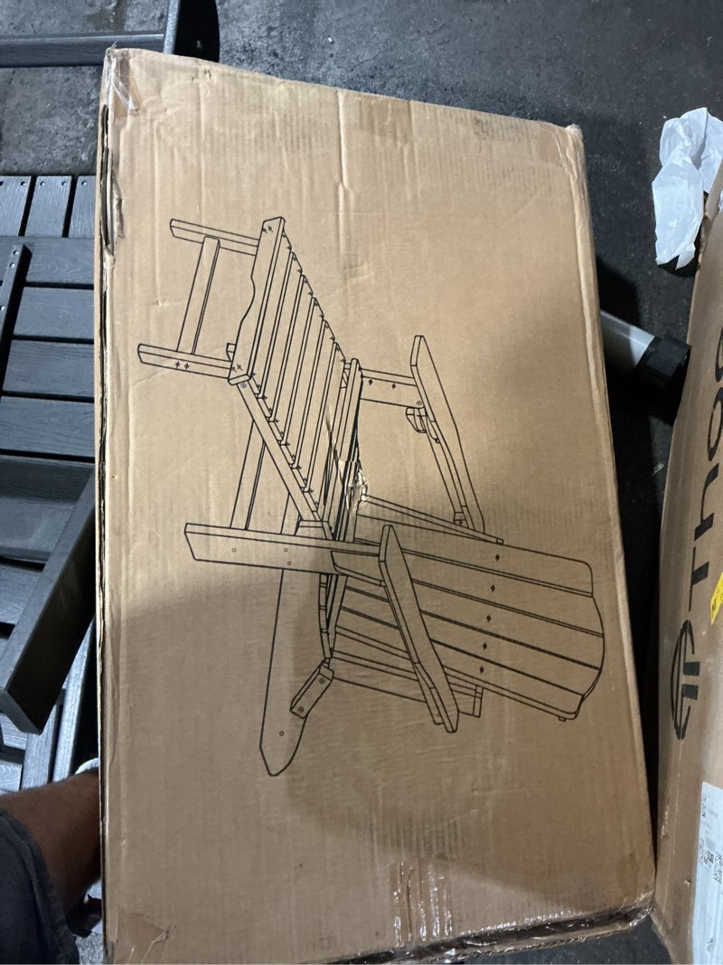 Condition photo showing Good Condition for thoeoe adjustable adirondack chair with retractable ottoman, hdep folding adirondack chairs with footrest 2-in-1 cup holder, all weather outoor fire pit chair with foot rest set 1 black black 1 pack