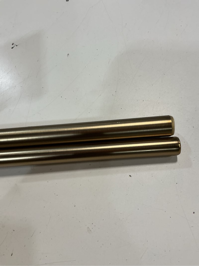 Condition photo showing As Is for ivilon window curtain rod decorative end cap design, 1 inch rod, 28 to 48 inch. warm gold 28" to 48" warm gold