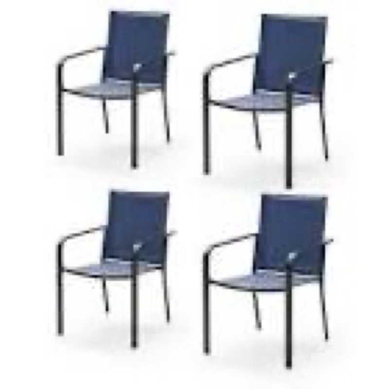 stackable metal patio outdoor dining chair-blue (4-chairs)
