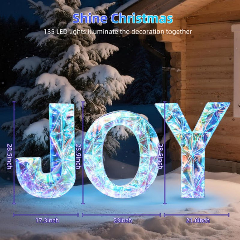 hoyechi 3-piece christmas joy yard decoration - 3d prismatic