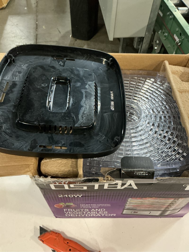 Condition photo showing As Is for OSTBA Food Dehydrator Machine Adjustable Temperature & 72H Timer, 5-Tray Dehydrators for Food and Jerky, Fruit, Dog Treats, Herbs, Snacks, LED Display, 240W Electric Food Dryer, Recipe Book Electronic Control 5 BPA-Free Trays