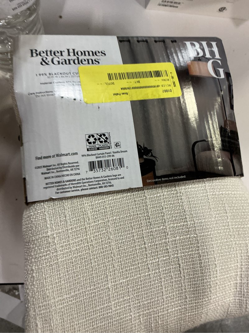 Condition photo showing Good Condition for better homes & gardens woven textured grommet blackout curtain panel  1-piece  ivory  50  w x 84  l