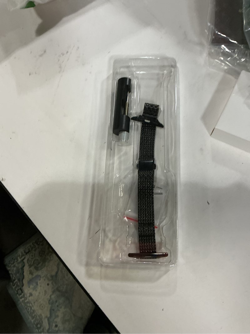 Condition photo showing Good Condition for Narrow Metal Band Compatible with Apple Watch Bands 38mm 40mm 41mm 42mm 44mm 45mm 46mm 49mm (Series 11 10 9 8 7 6 5 4 3 2 1 SE Ultra), Dressy Thin Stainless Steel iWatch Bands for Women Black New 42mm(Series 11 10)/41mm/40mm/38mm