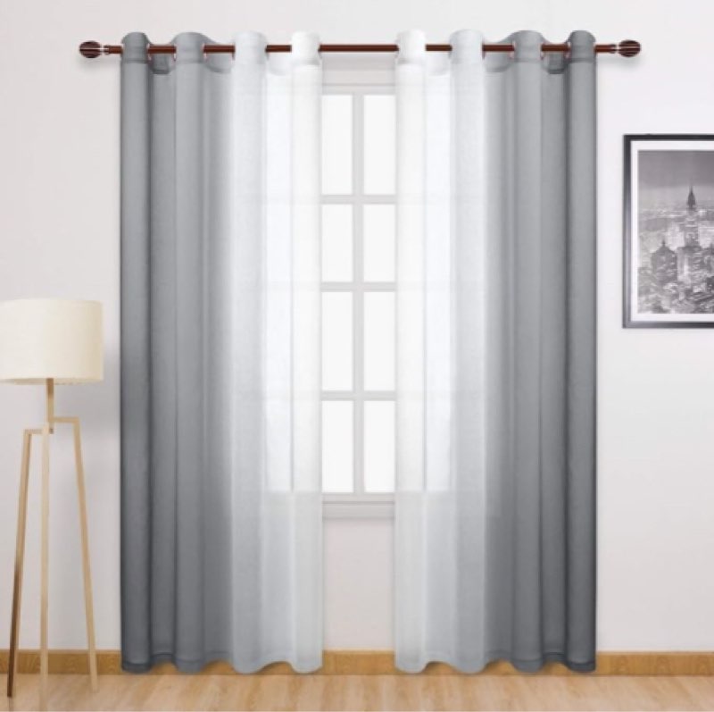 Modern Grommet Ombre Sheer Curtains (Set Of 2)