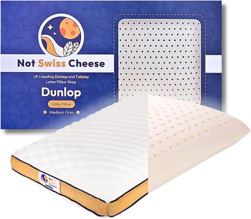 Not Swiss Cheese New 2025 Hypoallergenic Latex Foam Firm Pillow | Dunlop Latex Queen Size Pillow for