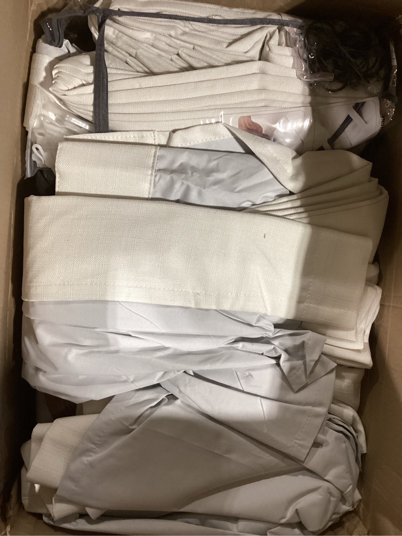 Condition photo showing Good Condition for 100% Blackout Linen 96 Inch Curtains 2 Panel Set for Bedroom, Modern Pinch Pleated Natural Linen Off Beige White Insulated Heavy Curtain 40 x 96 Inches Length Sliding Glass Door Room Darkening Drapes Beige White 40"W x 96"L (Pack of 2)