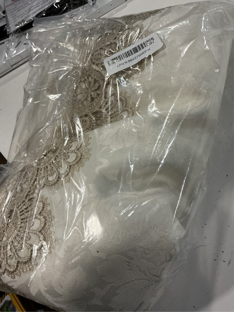 Condition photo showing Good Condition for artable lace table cloth rectangle spring antique flower decor macrame tablecloth for outdoor farmhouse rustic kitchen party birthday picnic (light brown, 60 x 120 inch) light brown 120" x 60" (rectangular)