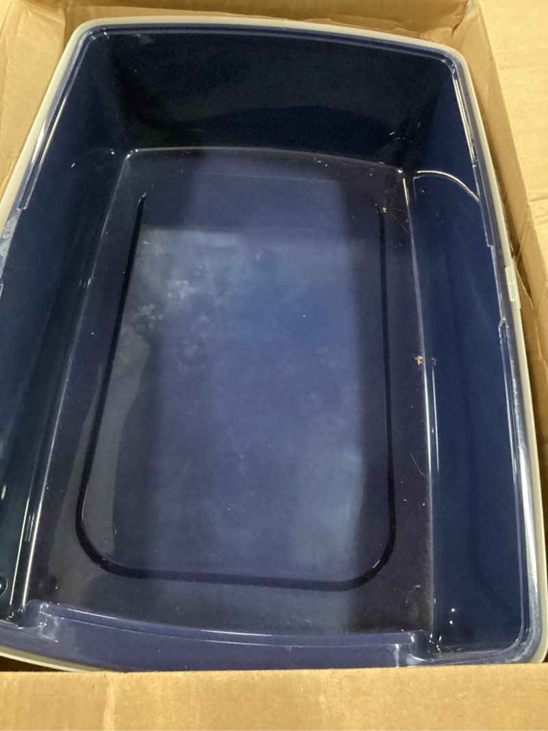 Condition photo showing Good Condition for iris usa xx-large side entry cat litter box, open top extra large litter box for big cats and multi-cat households, high sided scatter shield, easy to clean, 30" l x 20" w x 14" h, navy xxl - side entry navy