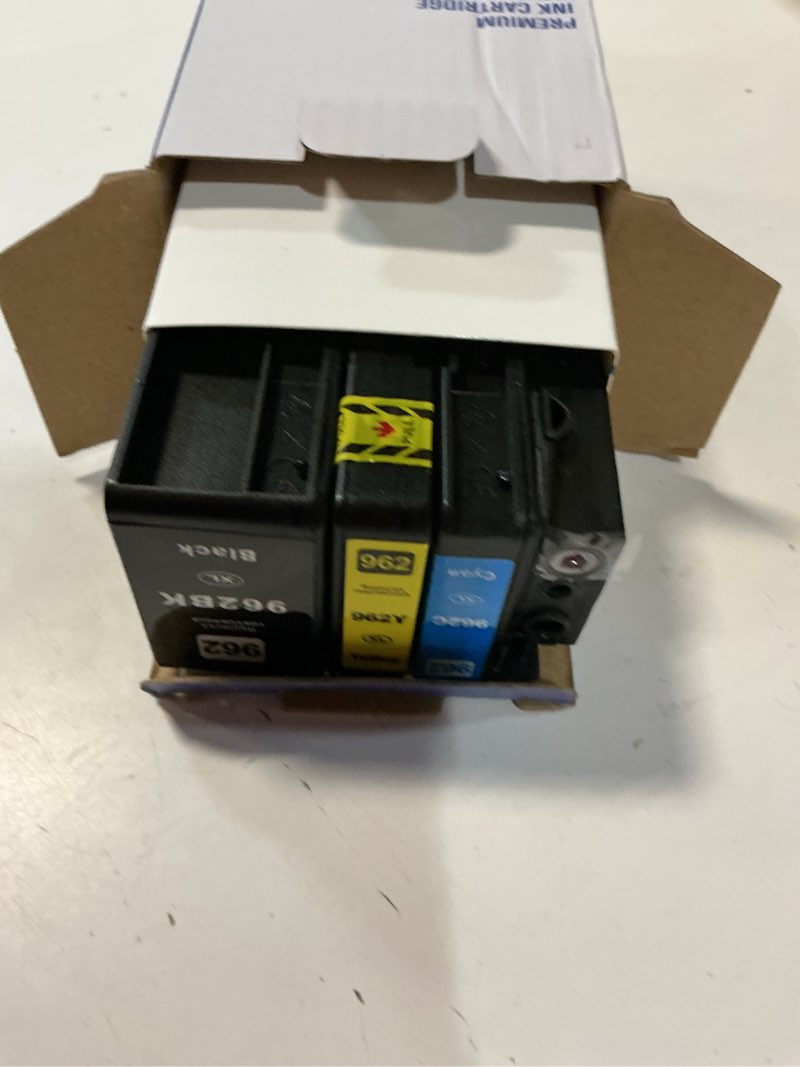 Condition photo showing Good Condition for 962xl ink cartridges combo pack replacement for hp 962xl 962 ink cartridges, 962xl black and 962 color to work for hp officejet pro 9010 9012 9014 9015 9016 9018 9020 9022 9025 printer (bcmy, 4 pack) black,yellow,magenta,cyan xl 4