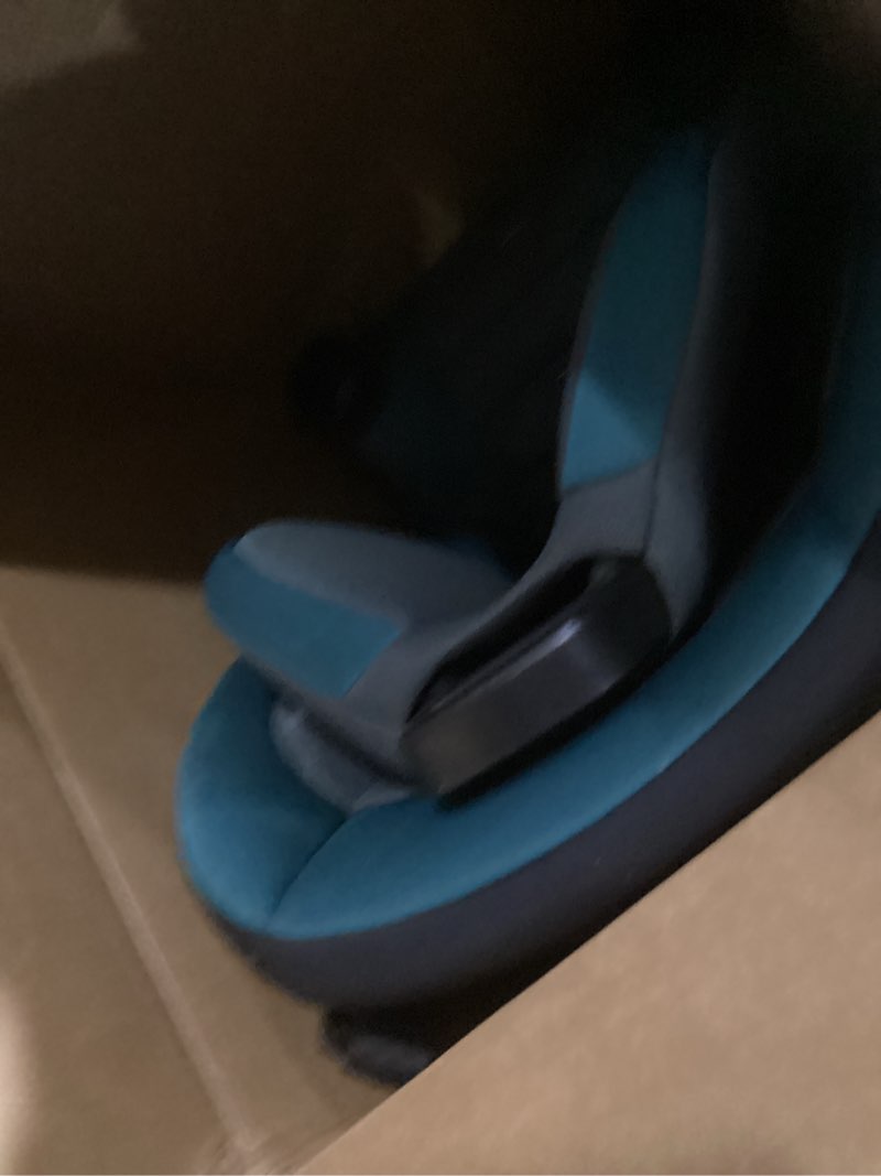 Condition photo showing As Is for safety 1st ellaris 3-in-1 convertible car seat, slim fit design, rear & forward-facing, 5-position headrest, 3-across fit, travel-friendly with machine-washable seat pad, peacock blue